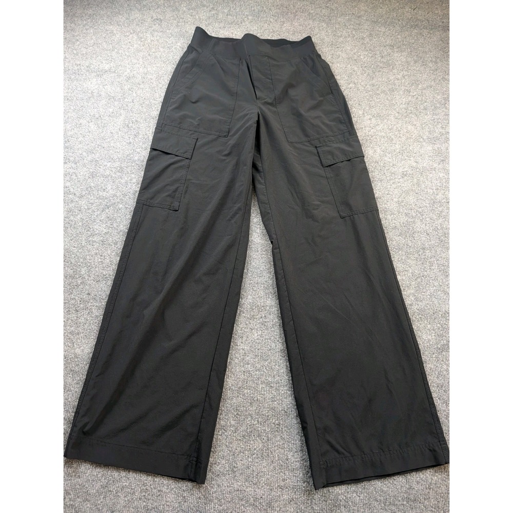 Athleta Brooklyn Heights Cargo Pants Womens 6 Tall Black High Rise Wide Leg 8184